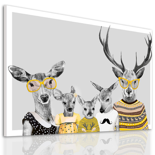obrazy OBRAZ NA PŁÓTNIE - 120x80cm JELENIE W UBRANIACH