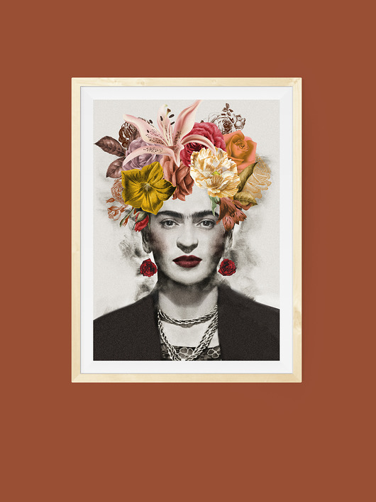 plakaty Plakat z FRIDĄ, Frida Kahlo i kwiaty