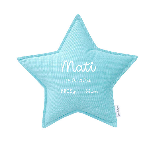 poduszki do pokoju dziecka Poduszka gwiazdka personalizowana metryczka imię dziecka SKY BLUE