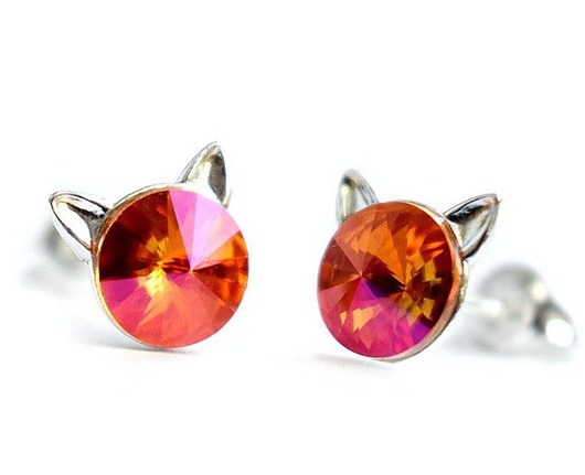 Koty! kolczyki Swarovski - kryształy Astral Pink (większe) Marisella