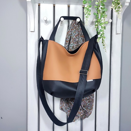 torby na ramię Jasnobrązowa torba 3w1, listonoszka shopper, torebka damska do ręki