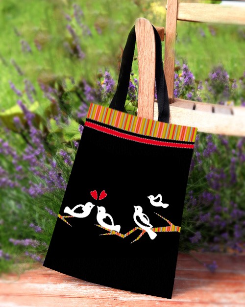 PTASZKI- oryginalna zakupówka czarna +gratis! AT design