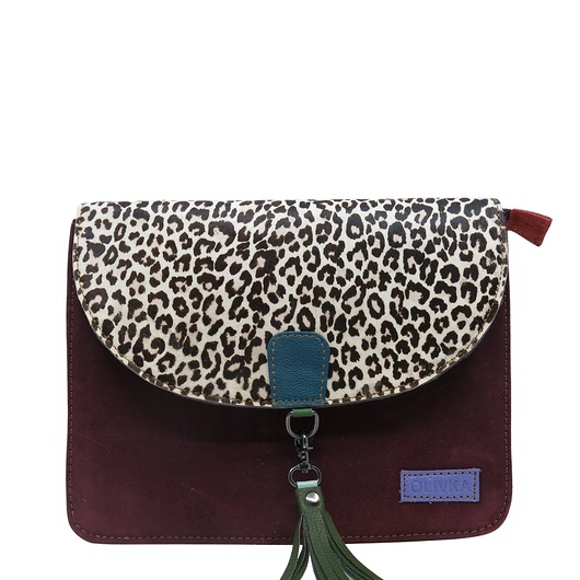 torby na ramię Torebka klasyczna damska zamszowa odpinany chwost brelok OLIVKA