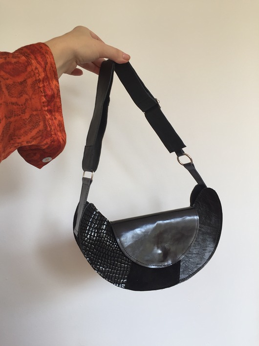 torebki mini Skórzana torebka bagietka nerka rogalik