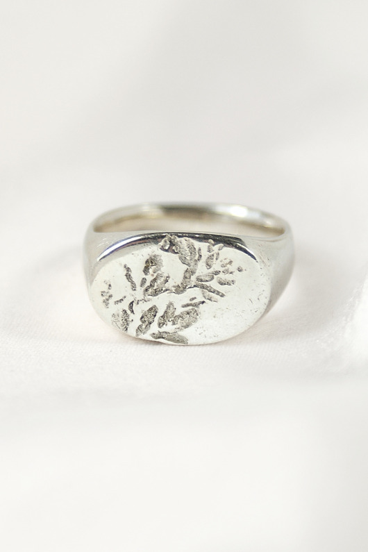 biżuteria męska Srebrny sygnet męski Calluna z wrzosem, pełny, HerRing