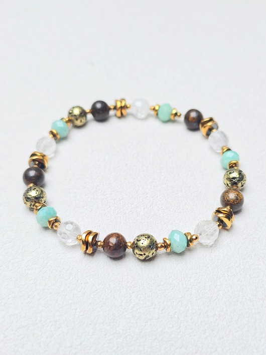 bransoletki z kamieni naturalnych Bransoletka na Gumce z Nutą Mięty