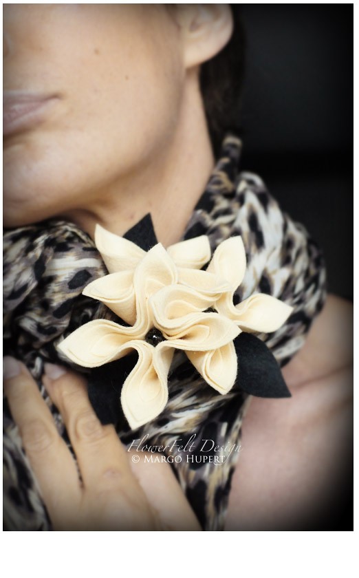 ecru with black FlowerFelt Design