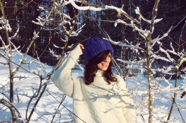 czapki damskie Chabrowa czapka  chunky beanie  z wełną