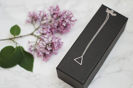 Rhodium Plated Open Triangle Necklace Le Boho Bleu