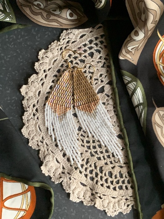 kolczyki szklane Kolczyki boho hippie etno koraliki szklane