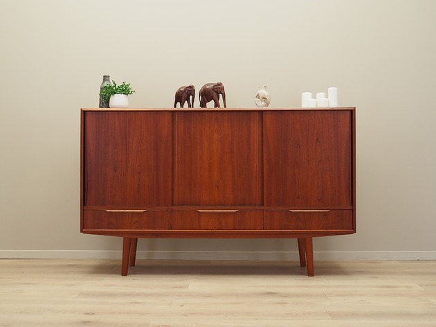 komody i szafki Highboard tekowy, duński design, lata 70, produkcja: Dania