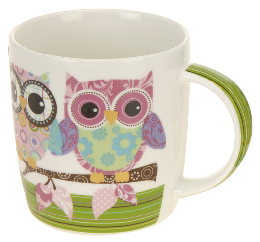 Kubek porcelanowy z sowami zielony MIA home