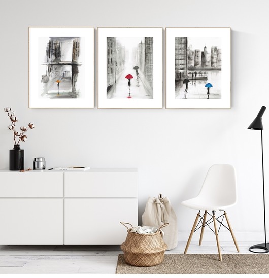 Zestaw 3 obrazów  30 x 40 cm, ZAM MiniMalArt