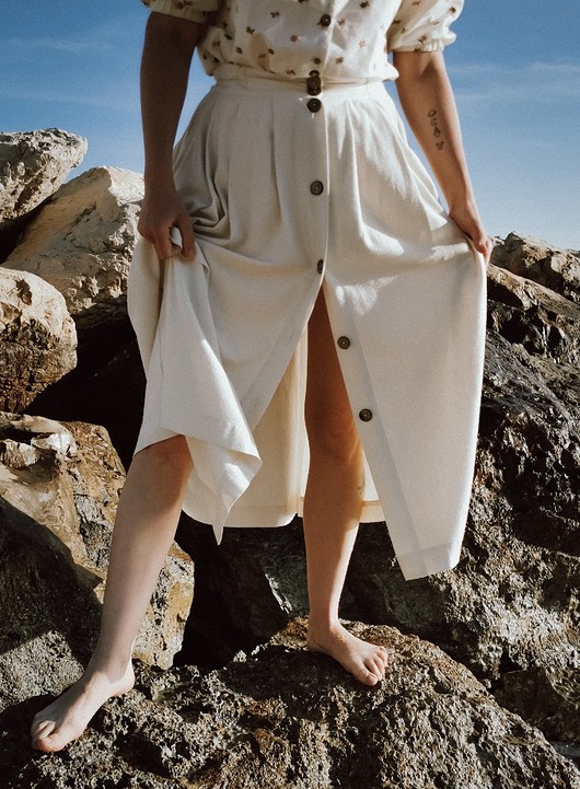 spódnice midi Jedwabna spódnica, NATURAL SILK