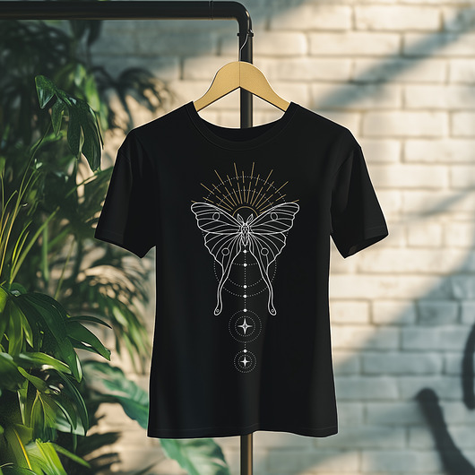 t-shirty męskie Koszulka - Święta geometria - Motyl z gwiezdnym ornamentem