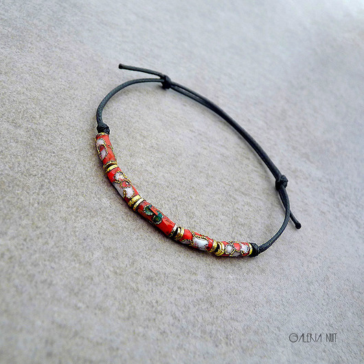 Koraliki cloisonne czerowna bransoletka galeria nuit