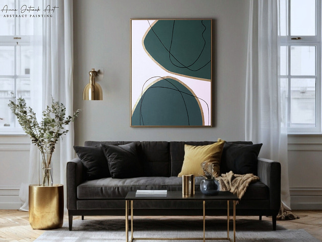 obrazy ZŁOTE KONTURY HARMONII  Ręcznie malowany obraz ze złotem 70x100 cm