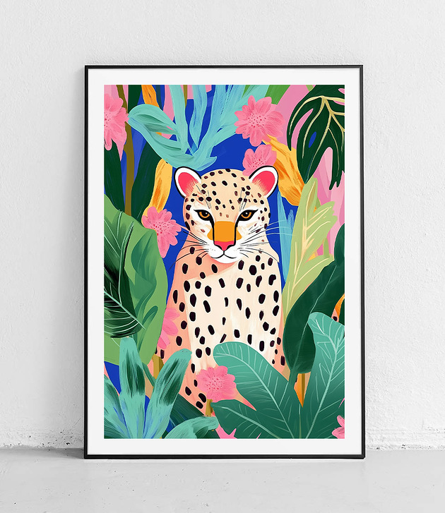 plakaty Plakat - Leopard w Tropikalnym Ogrodzie