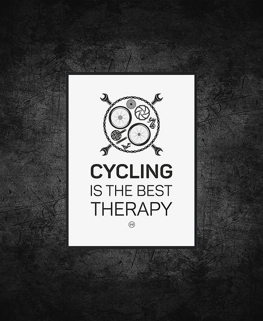plakaty Plakat z rowerem. Cycling is the best therapy