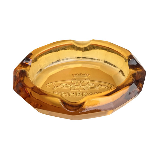 Podstawki pod kadzidełka Popielniczka szklana reklamowa Texier Weinbrand, Niemcy, lata 70.