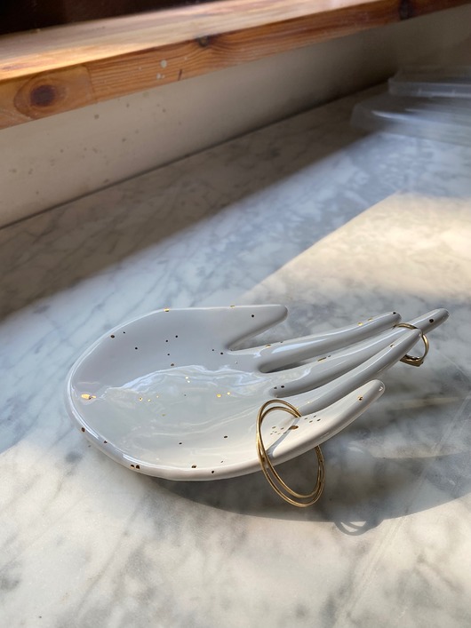 pojemniki na biżuterię Ceramiczna Dłoń Podstawka na Biżuterię Łapka w Złote CIapki