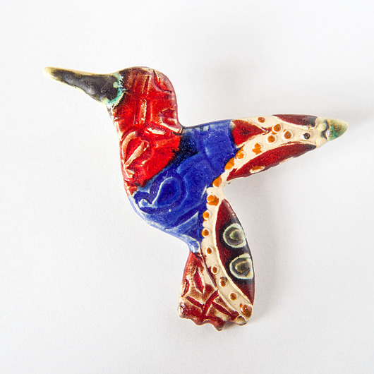 przypinki Ptaszek ceramiczny broszka 6 cm