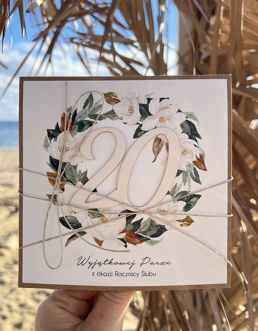 kartki scrapbooking Ręcznie robiona kartka życzenia z okazji 20. rocznicy ślubu
