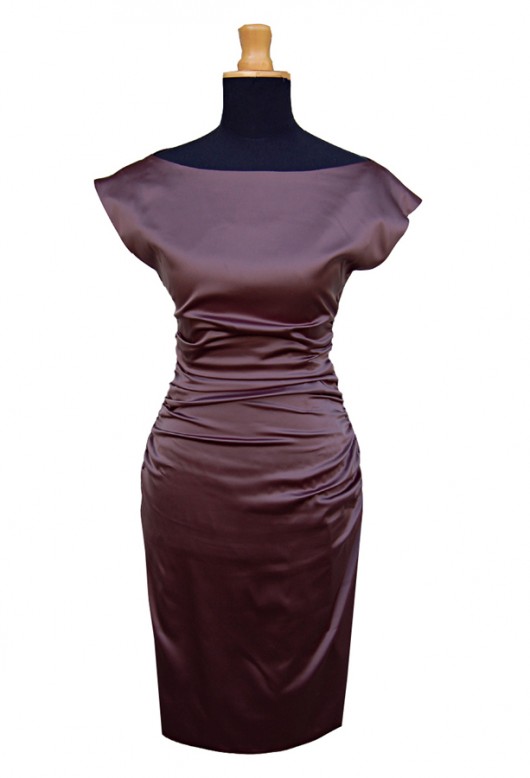 Draped silk dress 40 czekoladowa Kasia Zapała