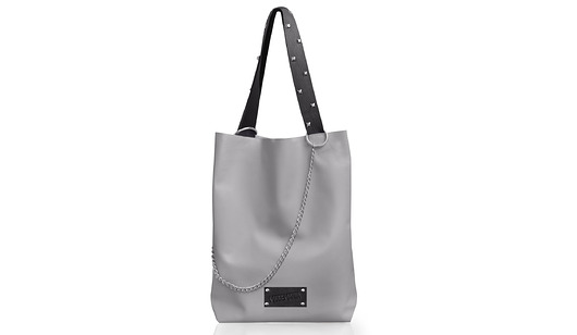 torby na ramię Popielaty worek skórzany z łańcuchem