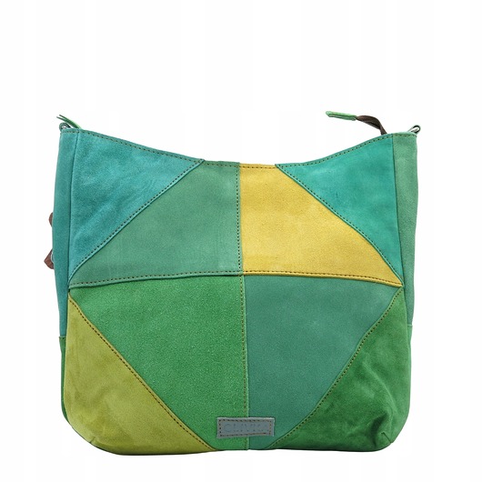 torby na ramię Torebka damska klasyczna zamszowa na ramię oryginalna szeroki pasek OLIVKA