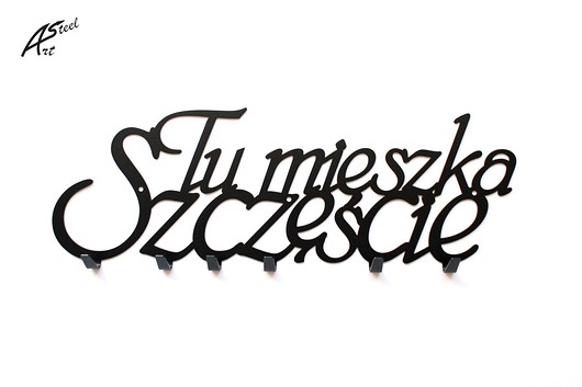 Tu mieszka szczęście wieszak dekoracja ozdoba ArtSteel