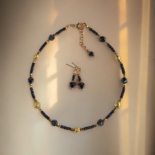 komplet biżuterii KOMPLET naszyjnik i kolczyki GLAM : krótki naszyjnik choker