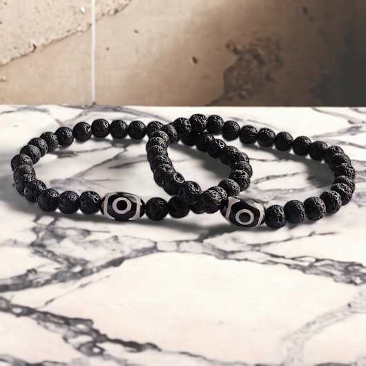 bransoletki z kamieni naturalnych KOMPLET dla PARY : TALIZMAN : agat tybetański