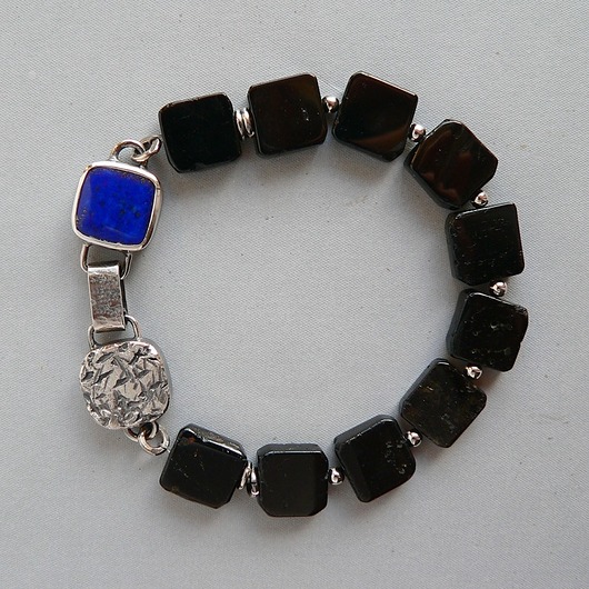 bransoletki srebrne -turmaliny i lapis-bransoletka-