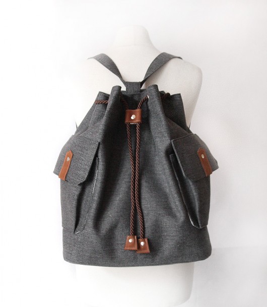 torebki różne plecak - grey&camel&silver-