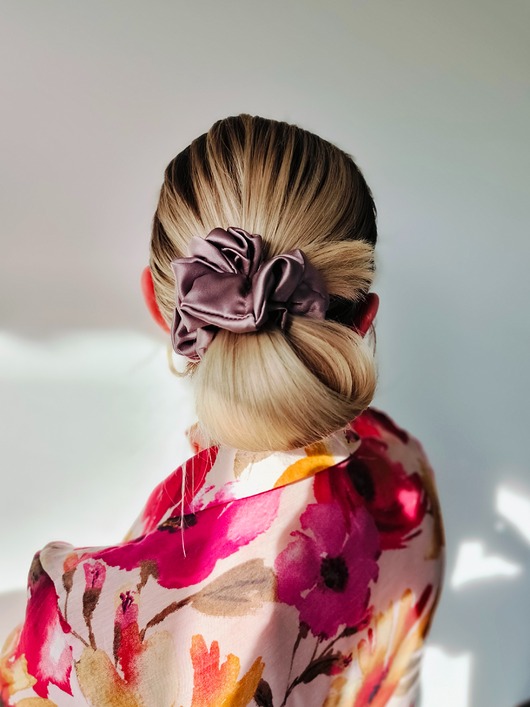 gumki do włosów Gumka jedwabna, scrunchie, frotka rose gold MAXI
