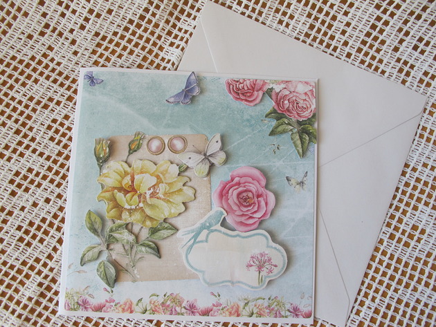 kartki scrapbooking Romantyczne róże