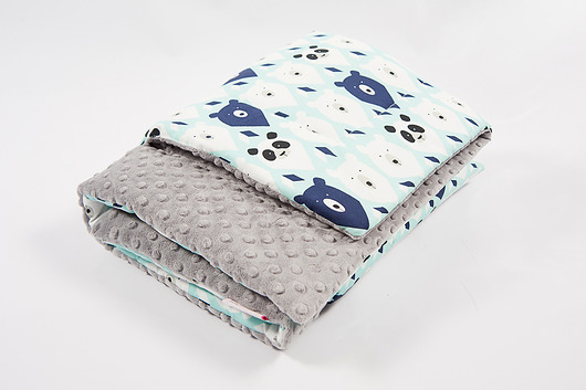 Mięciutki kocyk minky w miętowe misie - 75x100 Minky and Cotton
