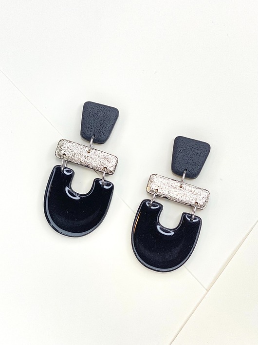 kolczyki z masy plastycznej Azteckie czarne kolczyki