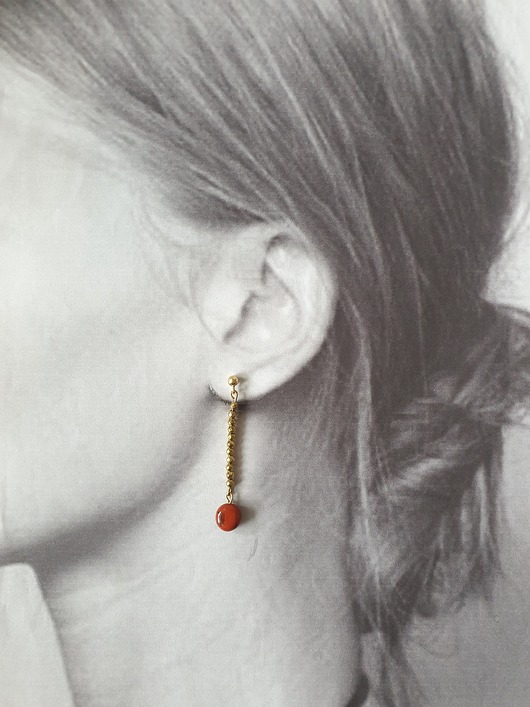 kolczyki z kamieniami Kolczyki ROOTS hematyt, jaspis czerwony