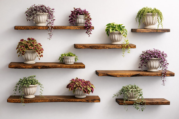 półki Półka drewniana wisząca na ścianę z żywą krawędzią grubość 38 mm