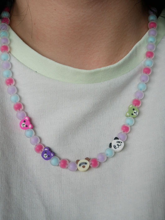 chokery Kolorowy naszyjnik choker z koralików MISIE