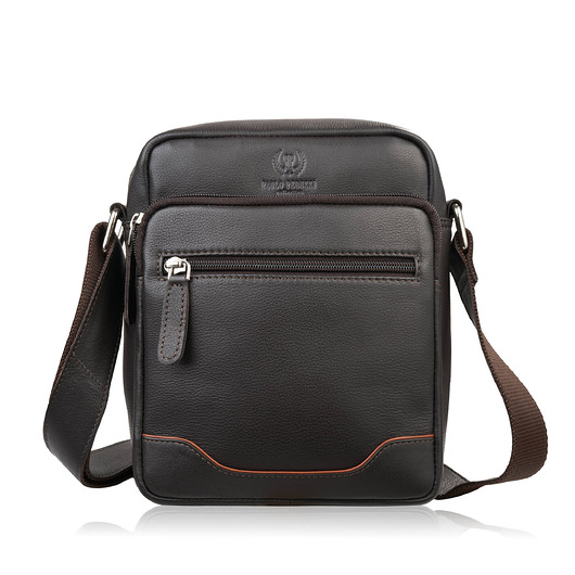 torby i nerki męskie Saszetka męska skórzana na ramię brązowa z wcięciem Paolo Peruzzi