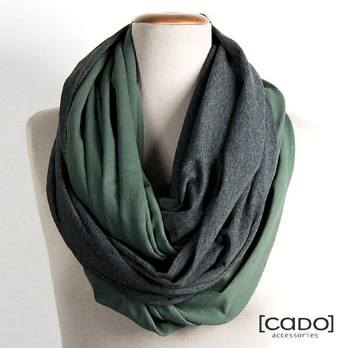 Tuba Szal Komin  dwa w jednym  Khaki + szary mel CADOaccessories
