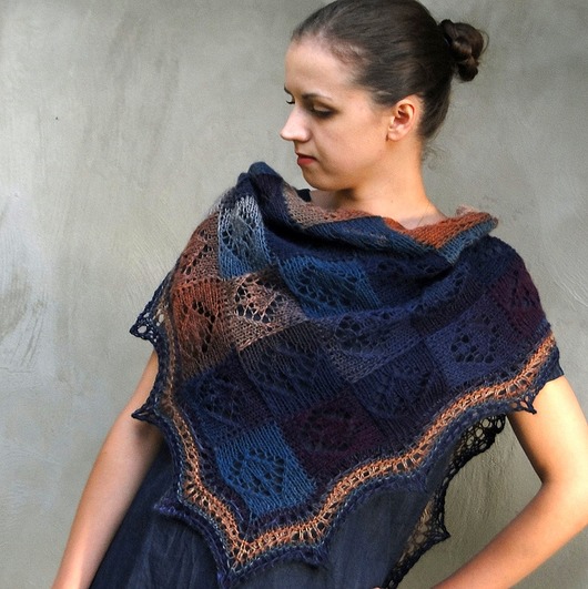 ciemny las 2 / delikatna chusta agat handmade