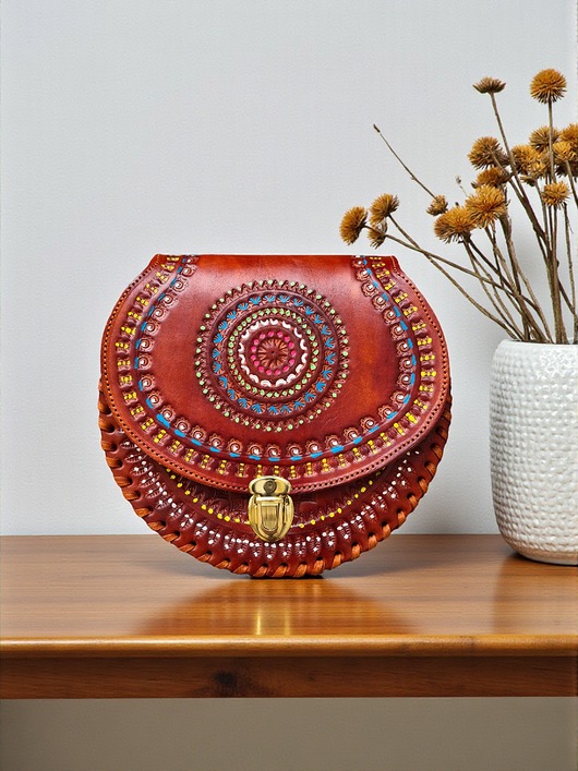 torby na ramię Torebka skórzana ręcznie robiona góralska Mirella ze skóry