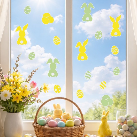 ozdoby wielkanocne Naklejki na okno dwustronne 