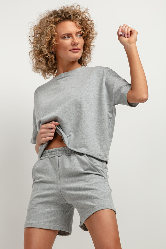 t-shirt damskie Bluza z krótkim rękawem T386, szara