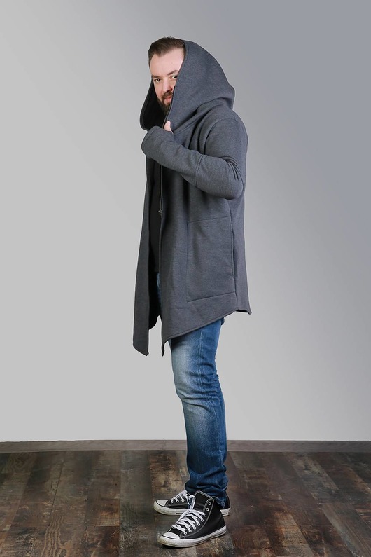 bluzy męskie Bluza męska zamek asymetryczny, długa męska bluza