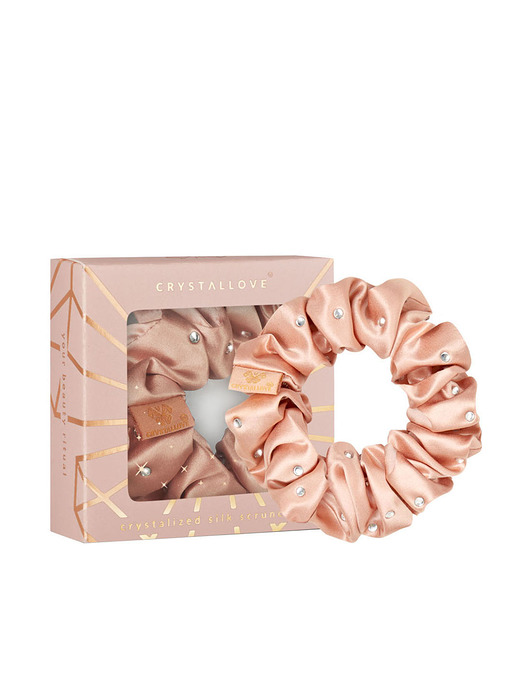 akcesoria dla niej CRYSTALLOVE Gumka do włosów z jedwabiu z kryształkami - rose gold